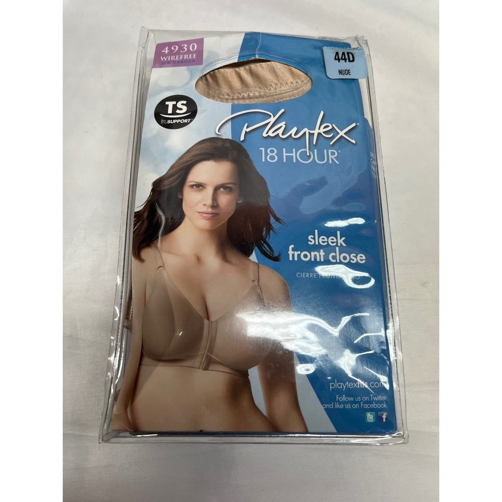 NWT Playtex 18 hour bra 44D nude 4930 wirefree front closure